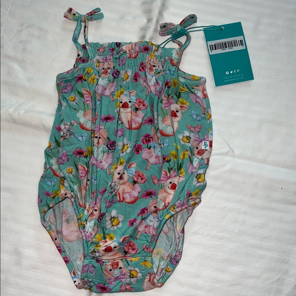 Posh MISSY Spaghetti Strap Bubble Romper 0-3 mo Pigs!